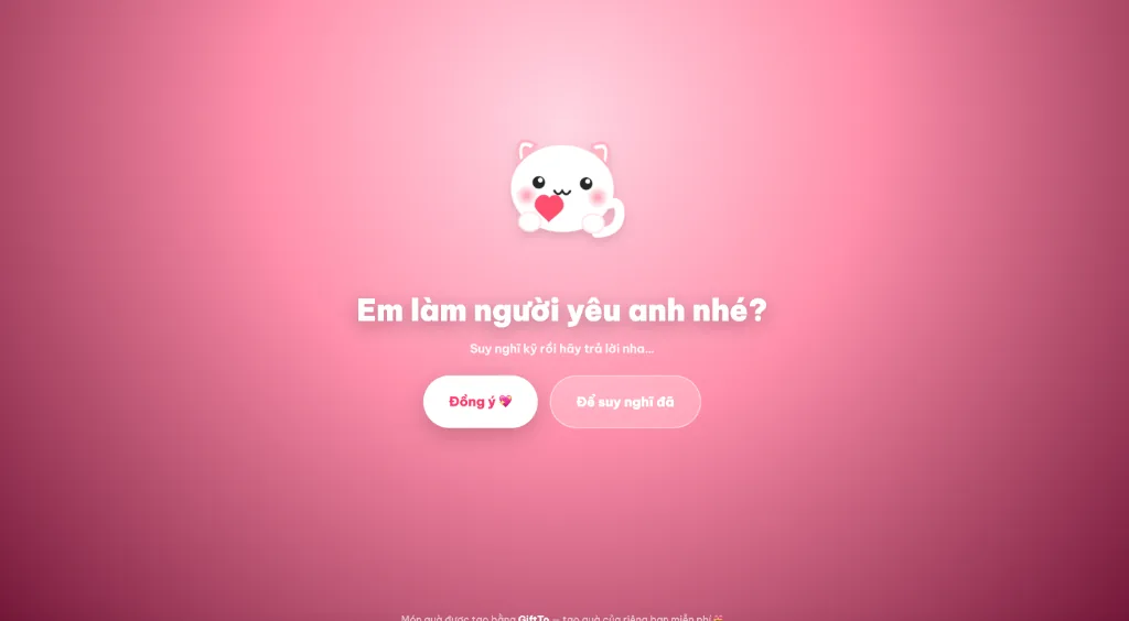 Web tỏ tình "Có/Không" — mẫu quà tặng 3D online