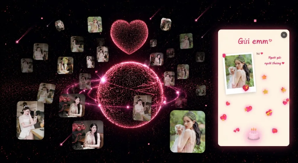 Galaxy Love (Trái Tim Vũ Trụ 3D) 🌌 — mẫu quà tặng 3D online